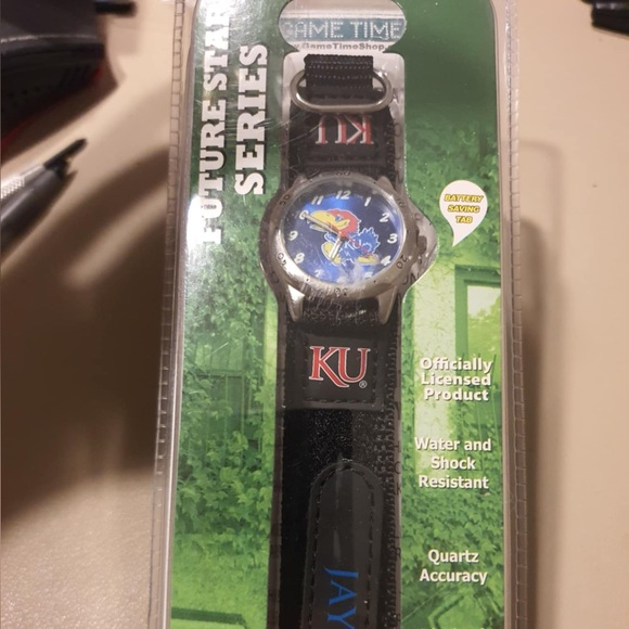 Game Time KU Jayhawks Silver/Black Nylon Velcro Women's Watch - Picture 1 of 3